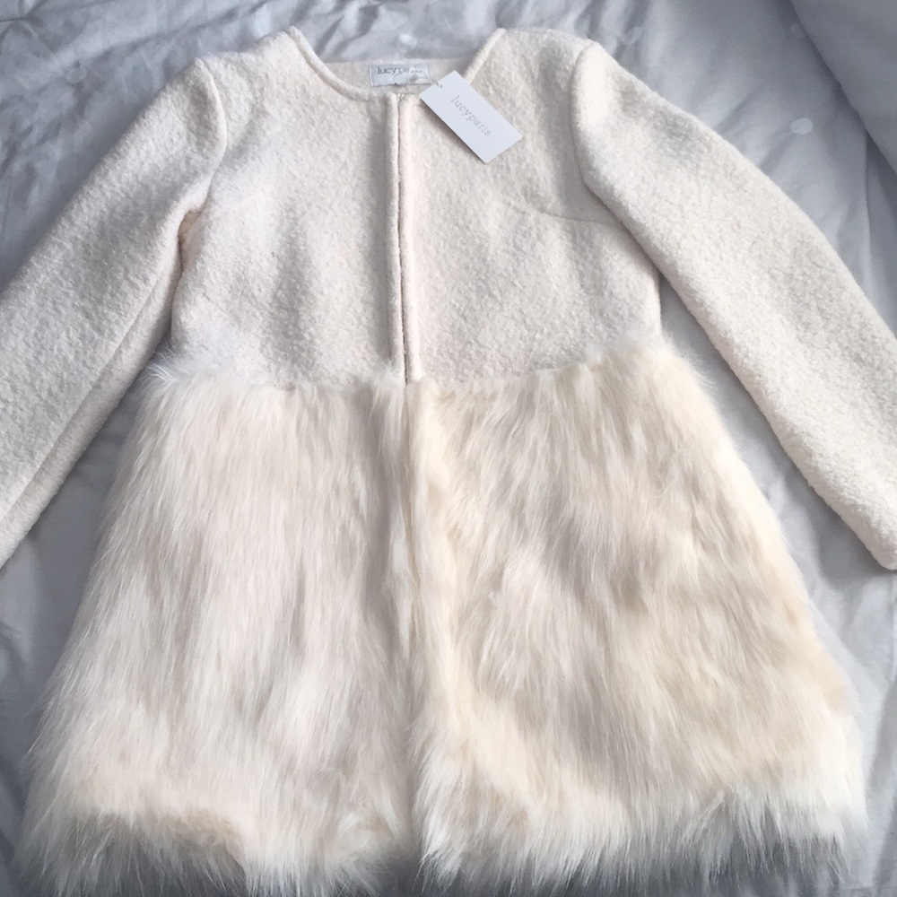 Lucy Paris Faux Fur White/Ivory Coat